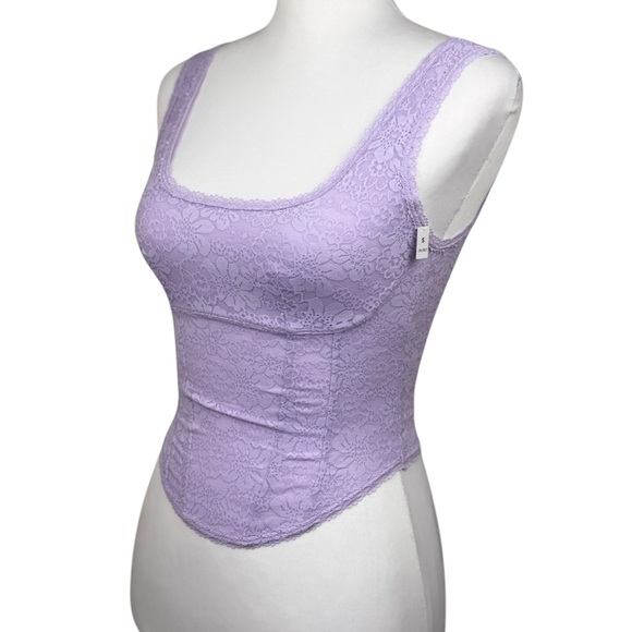 NWT PiNK Victoria’s Secret The Cinched Corset Lavender Lace Bralette Tank Top - Picture 8 of 12